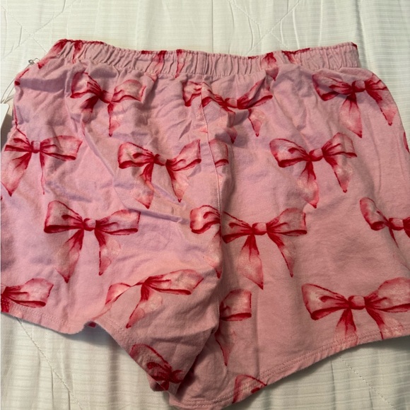 PJ Salvage Pink and Red Bow Print Pajama Shorts - Picture 3 of 4